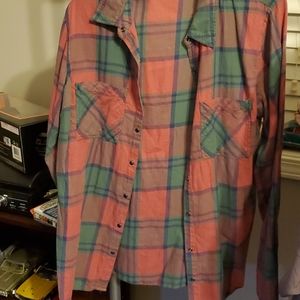 Pink and Green Plaid Buttonup